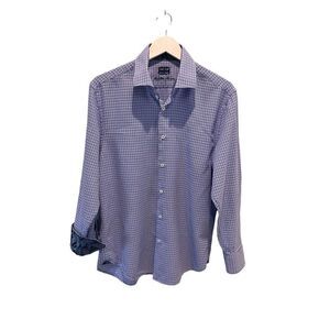 Michelsons London blue checked button down shirt - L